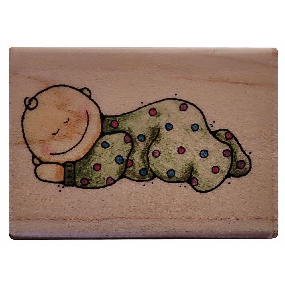 Baby's Bedtime Rubber Stamp By EK Success Wood Mount